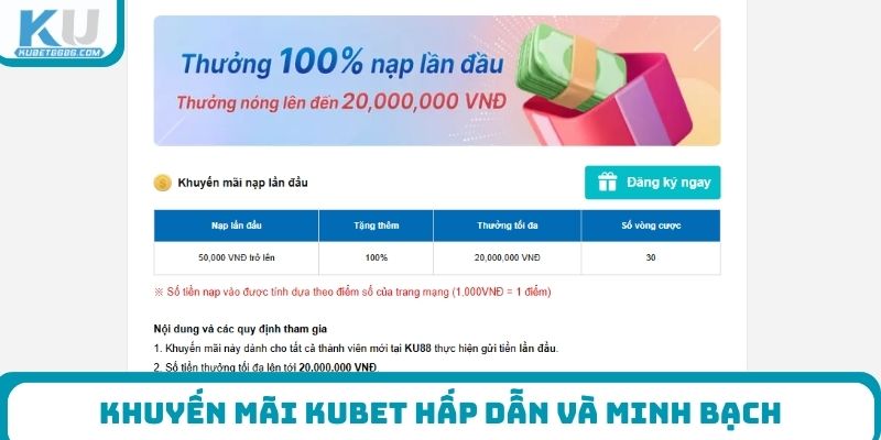 Khuyến mãi Kubet hấp dẫn và minh bạch