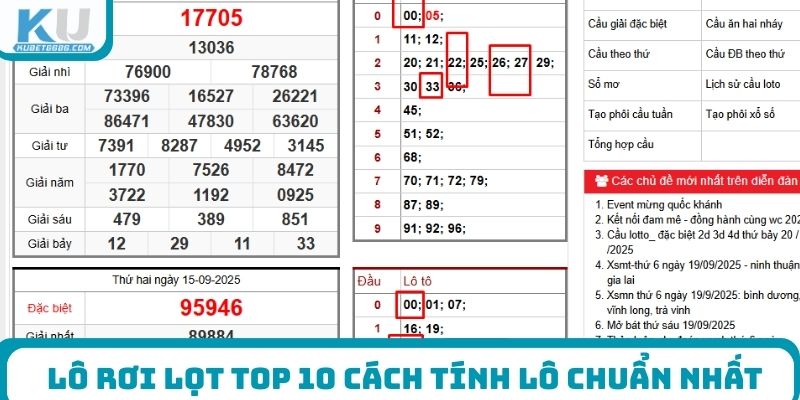 Lô rơi lọt top 10 cách tính lô chuẩn nhất